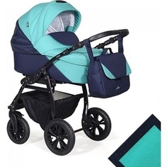 Коляска 2 в 1 Indigo ALMA Am 10 (т.синий-бирюзовый)