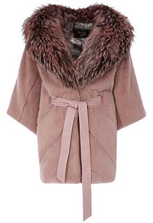 Шуба из аукционного меха норки KOPENHAGEN FUR с отделкой мехом лисы Emfasi Pelle