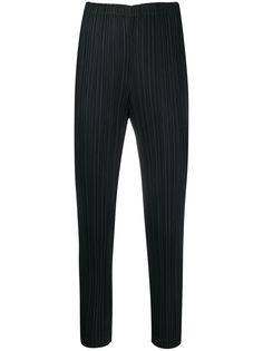 Pleats Please Issey Miyake укороченные плиссированные брюки из атласа