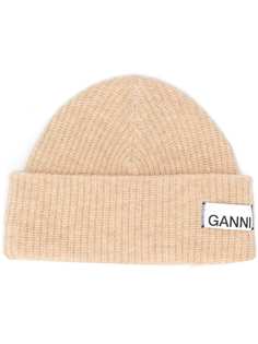 Ganni logo ribbed beanie