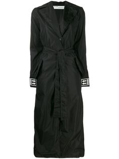 Off-White тренч с поясом и логотипом на манжетах