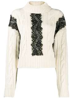 Brognano джемпер фактурной вязки с кружевной вставкой