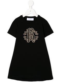Roberto Cavalli Junior декорированное платье с короткими рукавами и логотипом