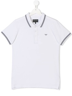 Emporio Armani Kids рубашка-поло с полосатой отделкой и логотипом