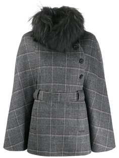 Liska пончо в клетку с поясом