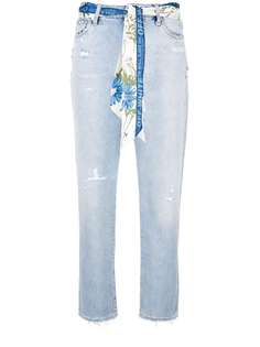 Off-White укороченные джинсы с эффектом потертости