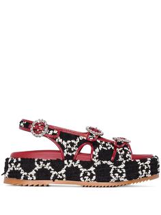 Gucci сандалии из ткани букле с декорированными пряжками