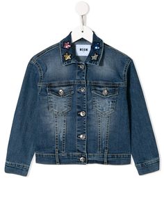 Msgm Kids декорированная джинсовая куртка