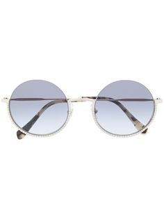Miu Miu Eyewear солнцезащитные очки в круглой оправе с кристаллами