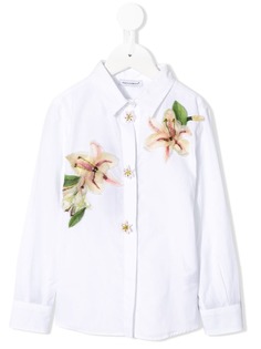 Dolce & Gabbana Kids рубашка с цветочными аппликациями