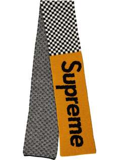Supreme клетчатый шарф с логотипом