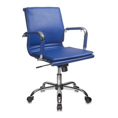 Кресло руководителя Бюрократ CH-993-Low, на колесиках, искусственная кожа, синий [ch-993-low/blue]