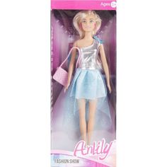 Кукла Anlily с сумочкой, серебристо-голубое платье 29 см