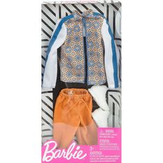 Одежда для кукол Barbie Оранжевые штаны бело-синяя кофта