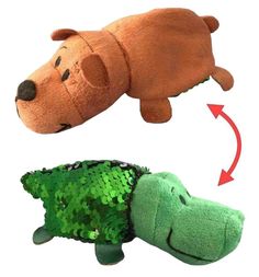 Игрушка-вывернушка 1Toy Блеск Крокодил-Медведь 12 см цвет: коричневый/зеленый