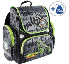 Рюкзак Mike&Mar с мешком Динозавр цвет: черный/серый/зеленый кант