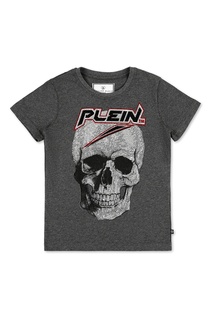 Серая футболка из тонкого трикотажа Philipp Plein Kids