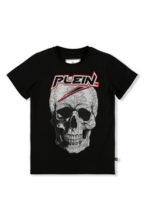 Черная футболка с черепом Philipp Plein Kids