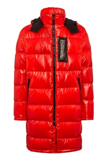 Красный стеганый пуховик Philipp Plein