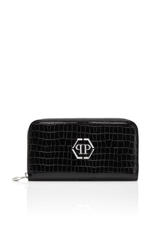 Черный кошелек с эмблемой бренда Philipp Plein