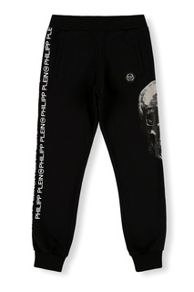 Черные джоггеры с принтом-черепом Philipp Plein Kids