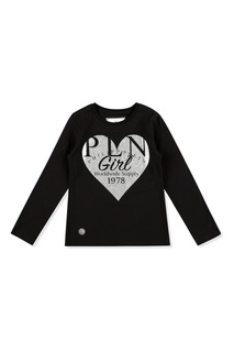 Черный лонгслив с рисунком в виде сердца Philipp Plein Kids