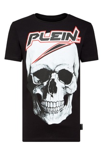 Черная футболка с черепом и контрастной надписью Philipp Plein
