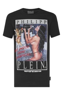 Футболка с белыми надписями и принтом Philipp Plein