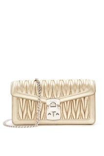 Золотистая мини-сумка из стеганой кожи Miu Miu