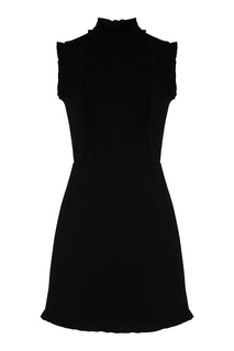 Черное мини-платье с оборками Miu Miu