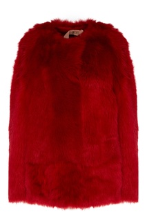 Короткое меховое пальто красного цвета No21