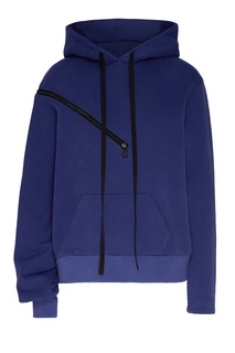 Синее худи с асимметричным разрезом на молнии Unravel Project