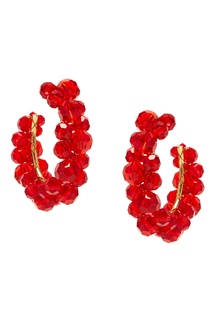 Серьги-кольца с красными бусинами Simone Rocha