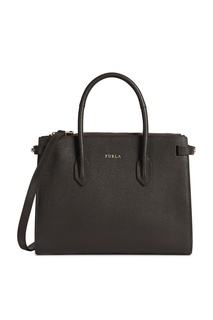 Коричневая кожаная сумка Pin Furla