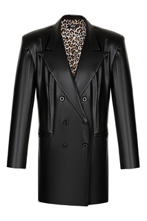 Черный пиджак с леопардовой подкладкой Artem Krivda