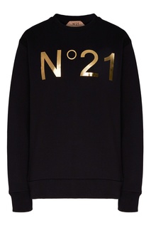 Черный свитшот с золотистым логотипом No21