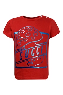 Красная футболка с рисунком Gucci Kids