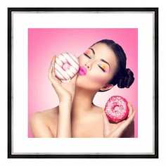 Картина (40х40 см) Девушка с пончиками BE-103-331 Ekoramka