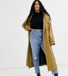 Виниловый тренч цвета хаки ASOS DESIGN Curve