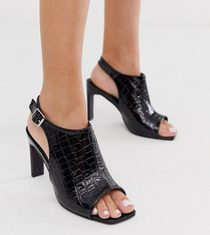 Черные босоножки на каблуке с квадратным носком для широкой стопы Co Wren