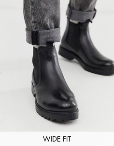 Кожаные ботинки челси для широкой стопы на массивной подошве Depp London