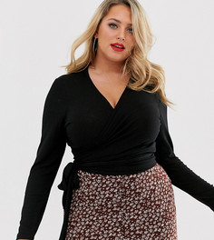 Лонгслив в рубчик с запахом ASOS DESIGN Curve