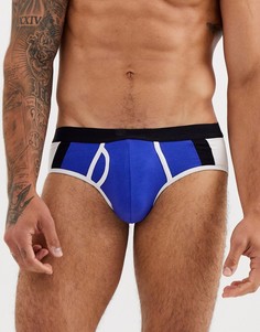 Трусы со вставками колор блок синего и белого цвета ASOS DESIGN