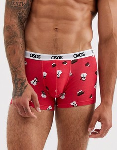 Красные боксеры-брифы в новогоднем стиле с принтом снеговика ASOS DESIGN