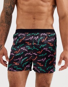 Шелковистые тканые боксеры с надписями в новогоднем стиле ASOS DESIGN