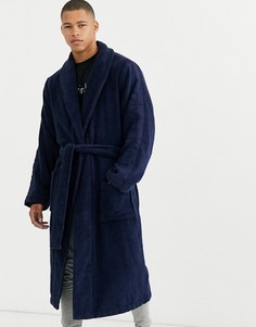 Темно-синий халат с логотипом Calvin Klein