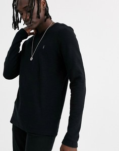 Черный выбеленный лонгслив с изображением бараньего черепа AllSaints