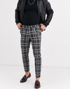 Серые/черные облегающие строгие брюки в клетку Burton Menswear