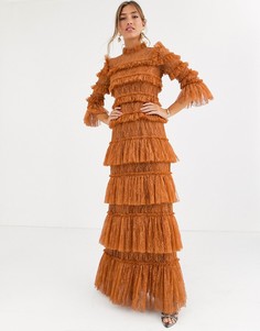 Многослойное кружевное платье макси By Malina
