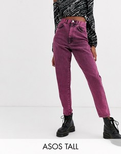 Розовые джинсы бойфренда с эффектом кислотной стирки ASOS DESIGN Tall